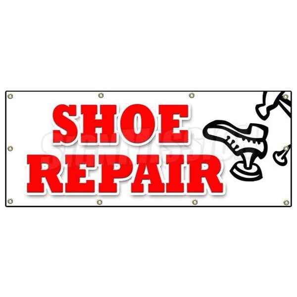 Signmission SHOE REPAIR BANNER SIGN heels soles work luggage repair while wait B-96 Shoe Repair - main